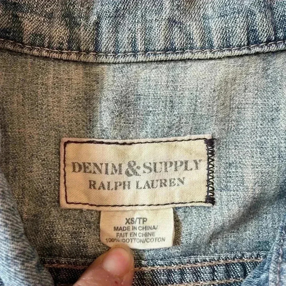 ❤️2/$50❤️Denim&Supply Ralph Lauren Paisley Pattern Distressed  Jean Jacket [XS] - Picture 7 of 7